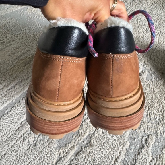 SCHUTZ Lucille tan camel Suede & shearling Bootie work boots chunky heel 6.5 NEW - Picture 11 of 12